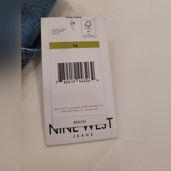 Nine West Blue Denim Midi Skirt Maple - Picture 8 of 9